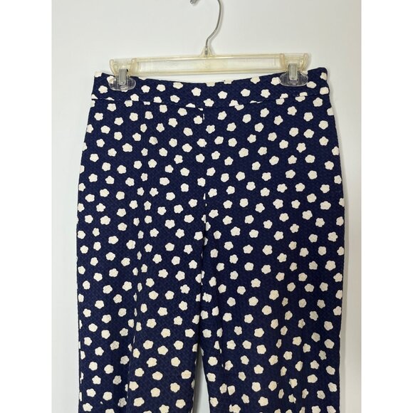 Kate Spade‎ Cloud Dot Straight Leg Cotton Blend Navy White Ankle Pant Size 2 - Picture 4 of 11